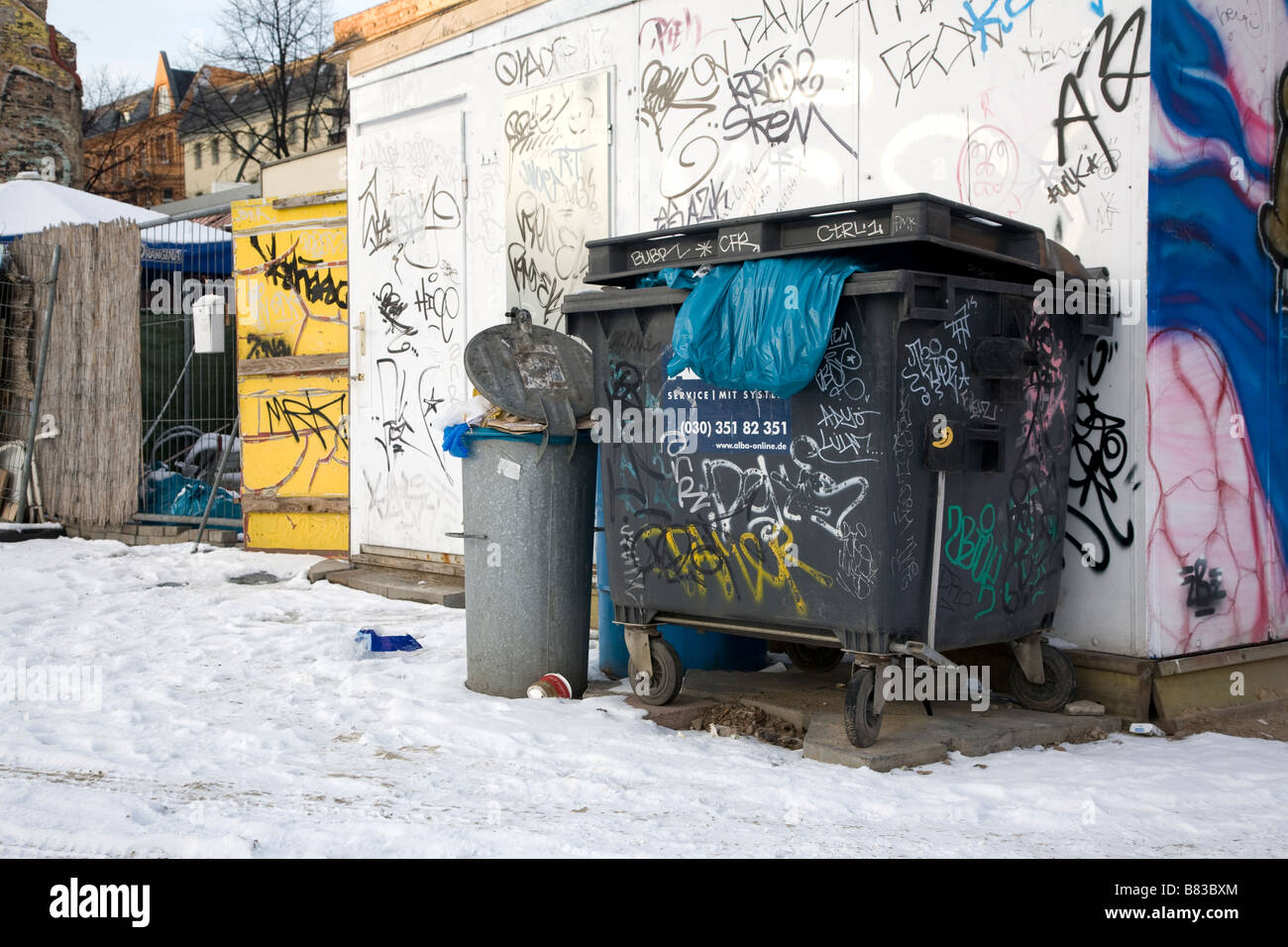 rubbish bins awaiting collection Stock Photo