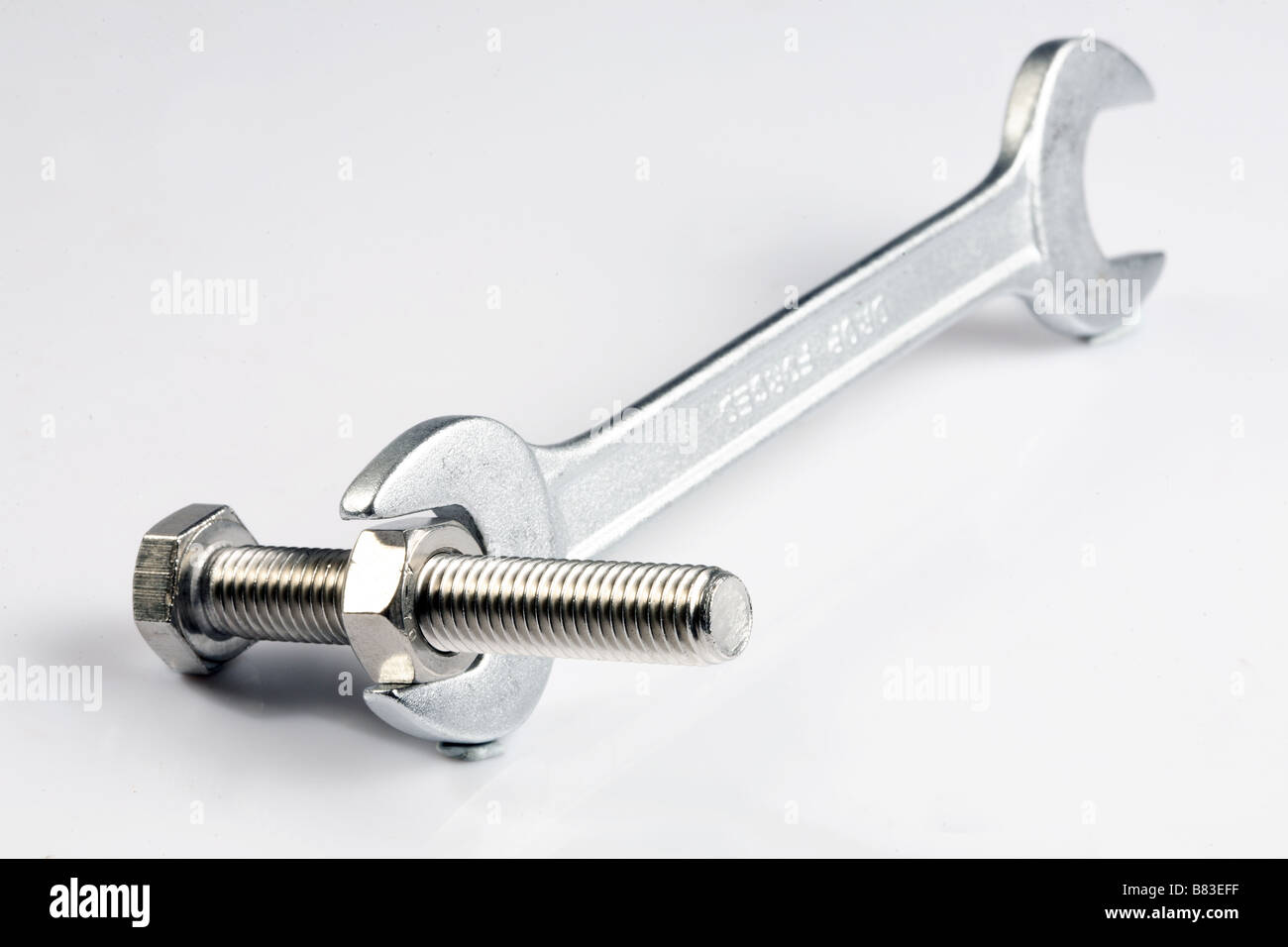 A spanner, nut and screw Stock Photo Alamy