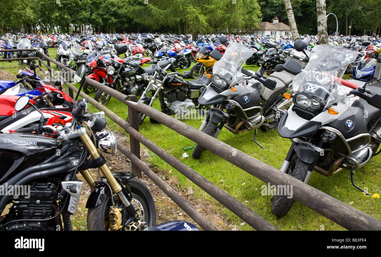 Motorcycle parking at Mallory Park, UK Stock Photo
