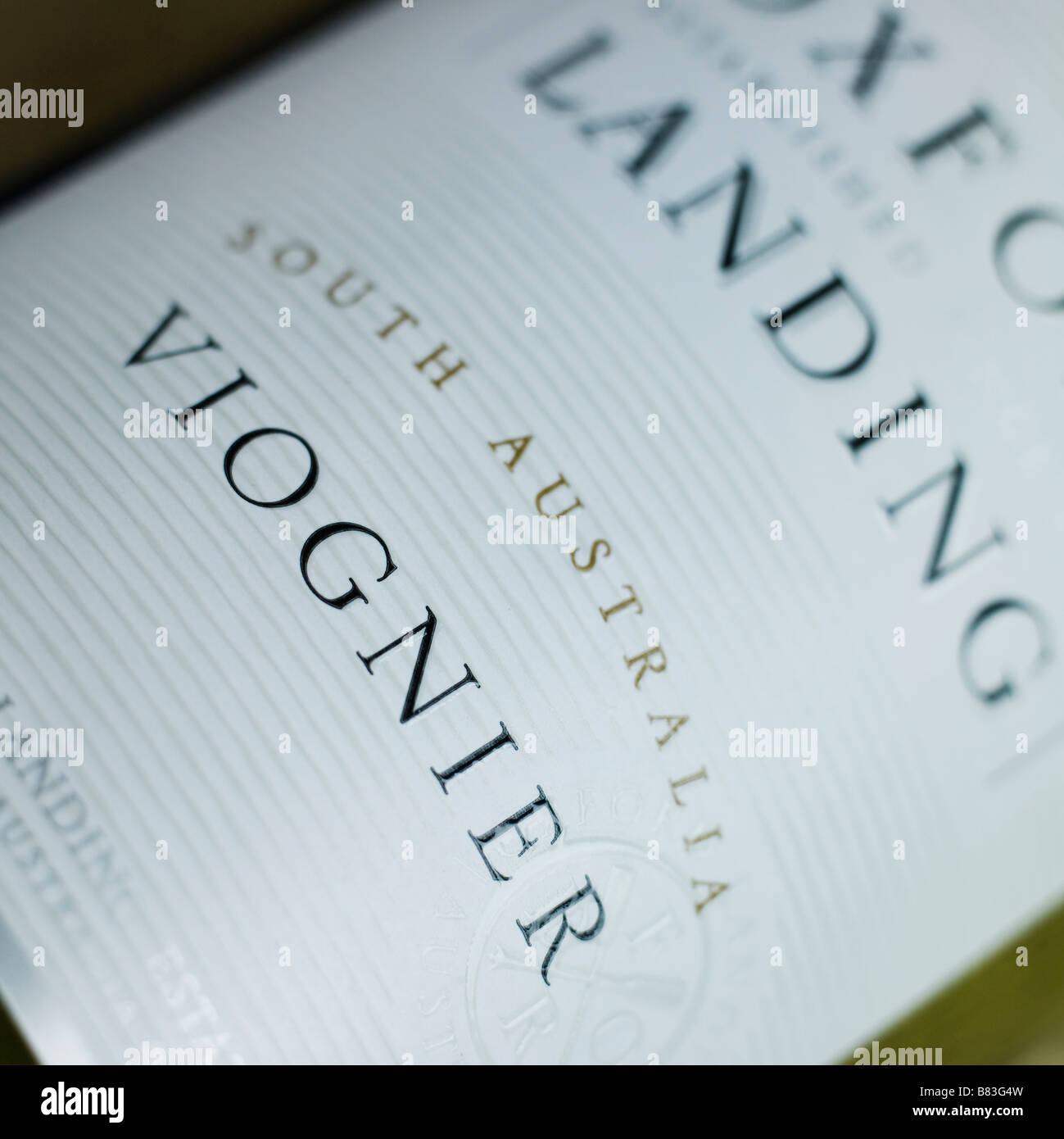 Viognier white wine label closeup Stock Photo Alamy