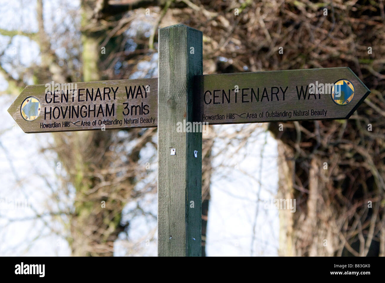 Centenary Way Sign near Castle Howard North Yorkshire Stock Photo