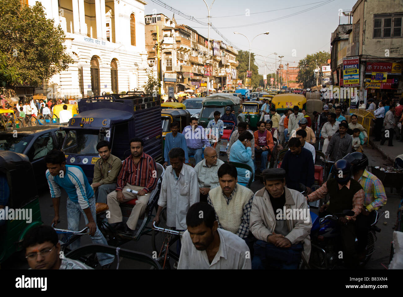 Chandni Chowk in Ild Delhi with normal congested traffic Stock Photo