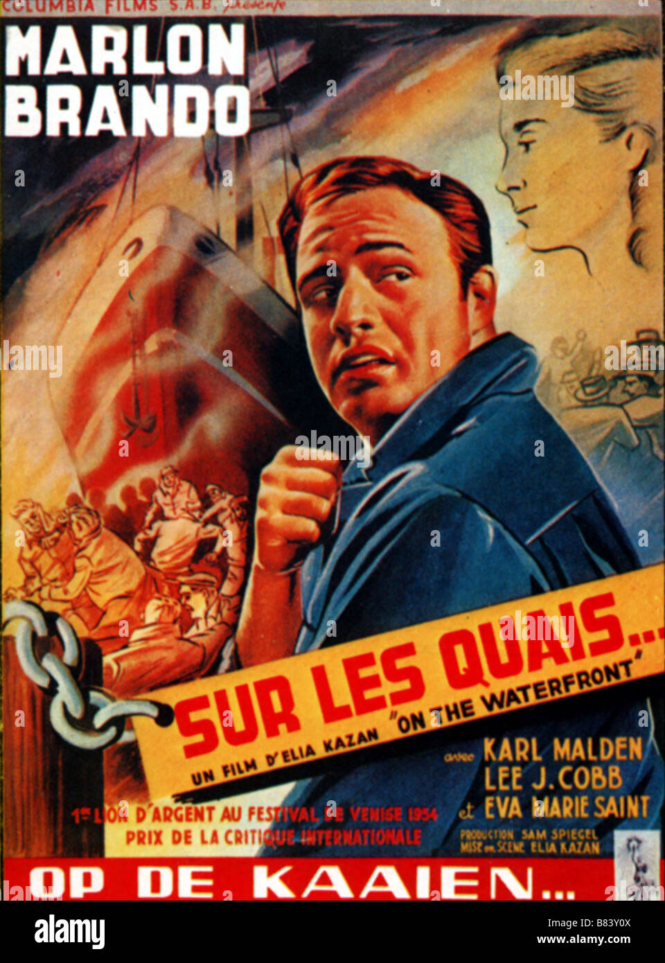 On the Waterfront  Year 1954 USA Marlon Brando  Director: Elia Kazan Movie poster (Fr) Stock Photo