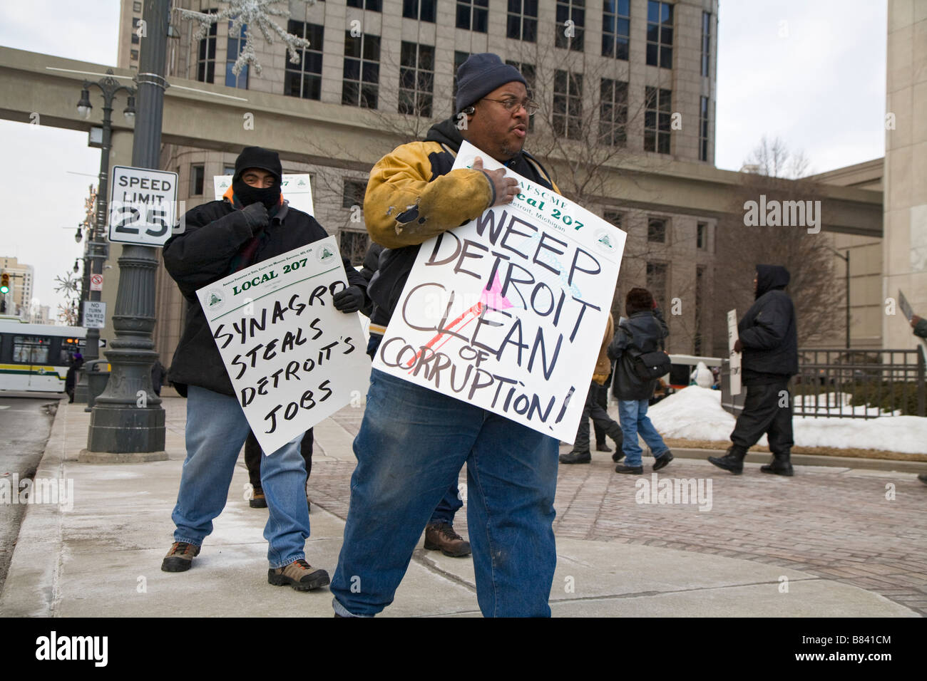 City Workers Protest Possible Privatization of Water Department Stock Photo