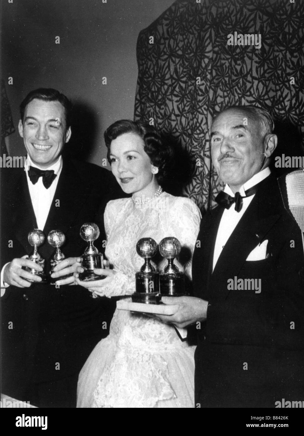 Jane Wyman Jane Wyman Jane Wyman, John Huston, Jack Warner Golden Globe (1949) Best Motion Picture Actress for: Johnny Belinda Stock Photo