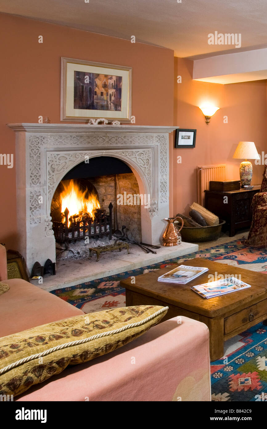 House Interior Sitting Room Traditional Open Fire Stock Photo