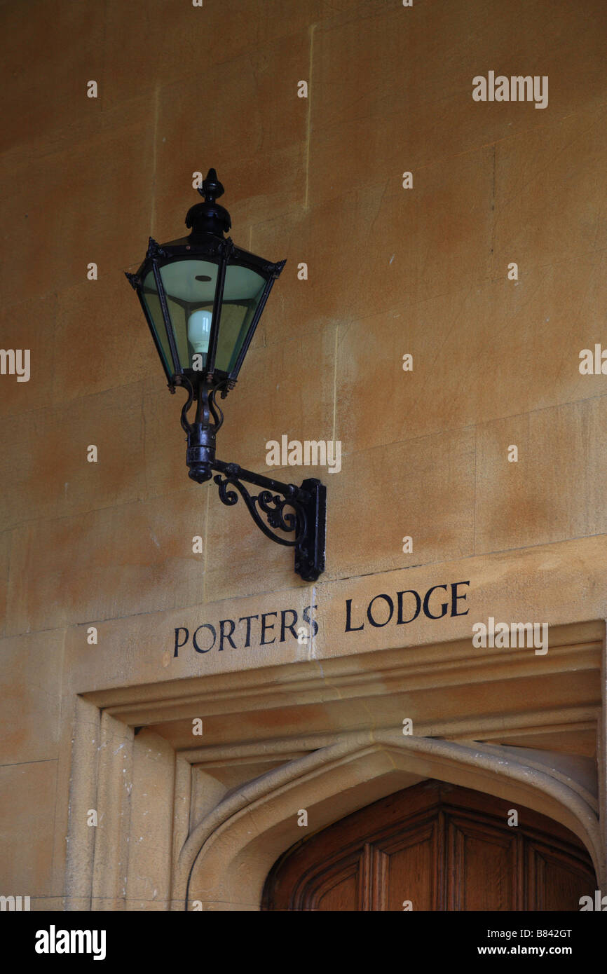 Lamp outside the Porters Lodge, Kings College Cambridge, University of Cambridge, UK. Stock Photo