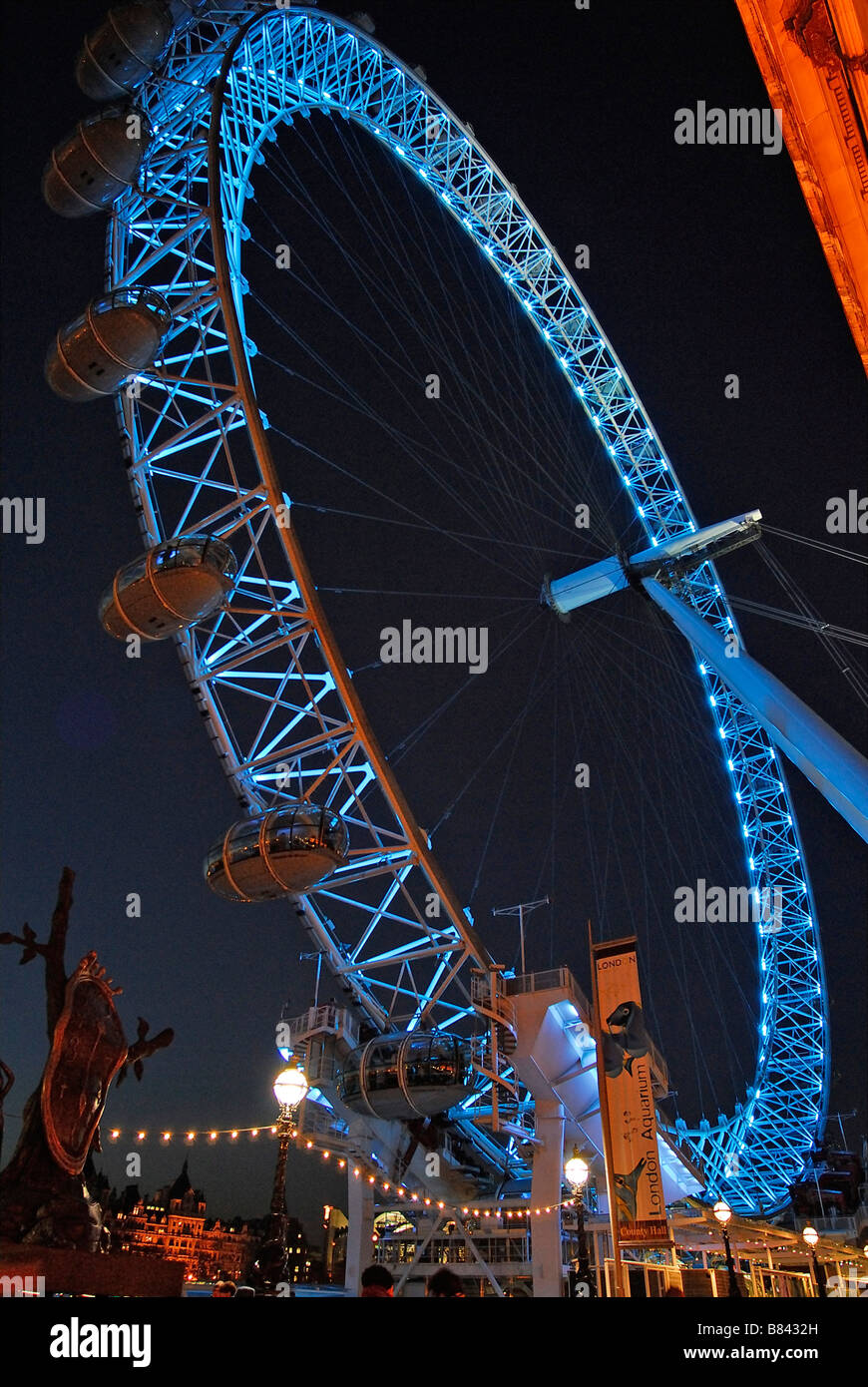 London Eye at night, London, UK Stock Photo
