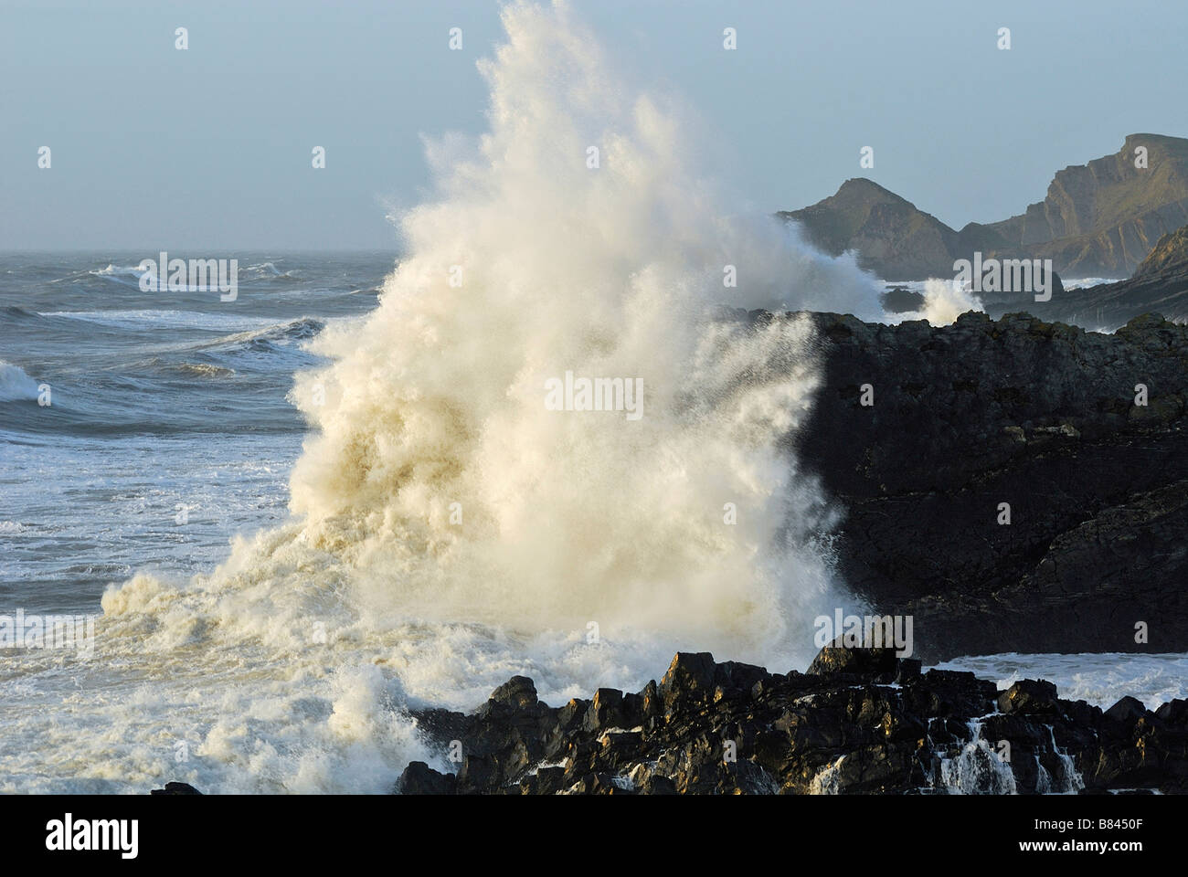 Rough seascape Devon North coast UK Stock Photo