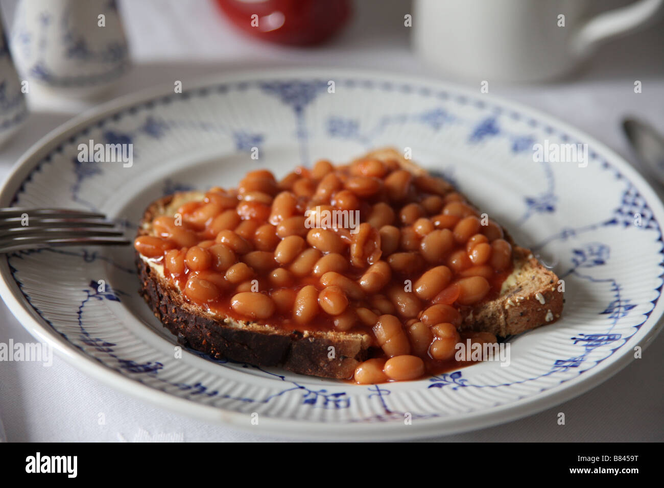 Baked beans on toast Stock Photo