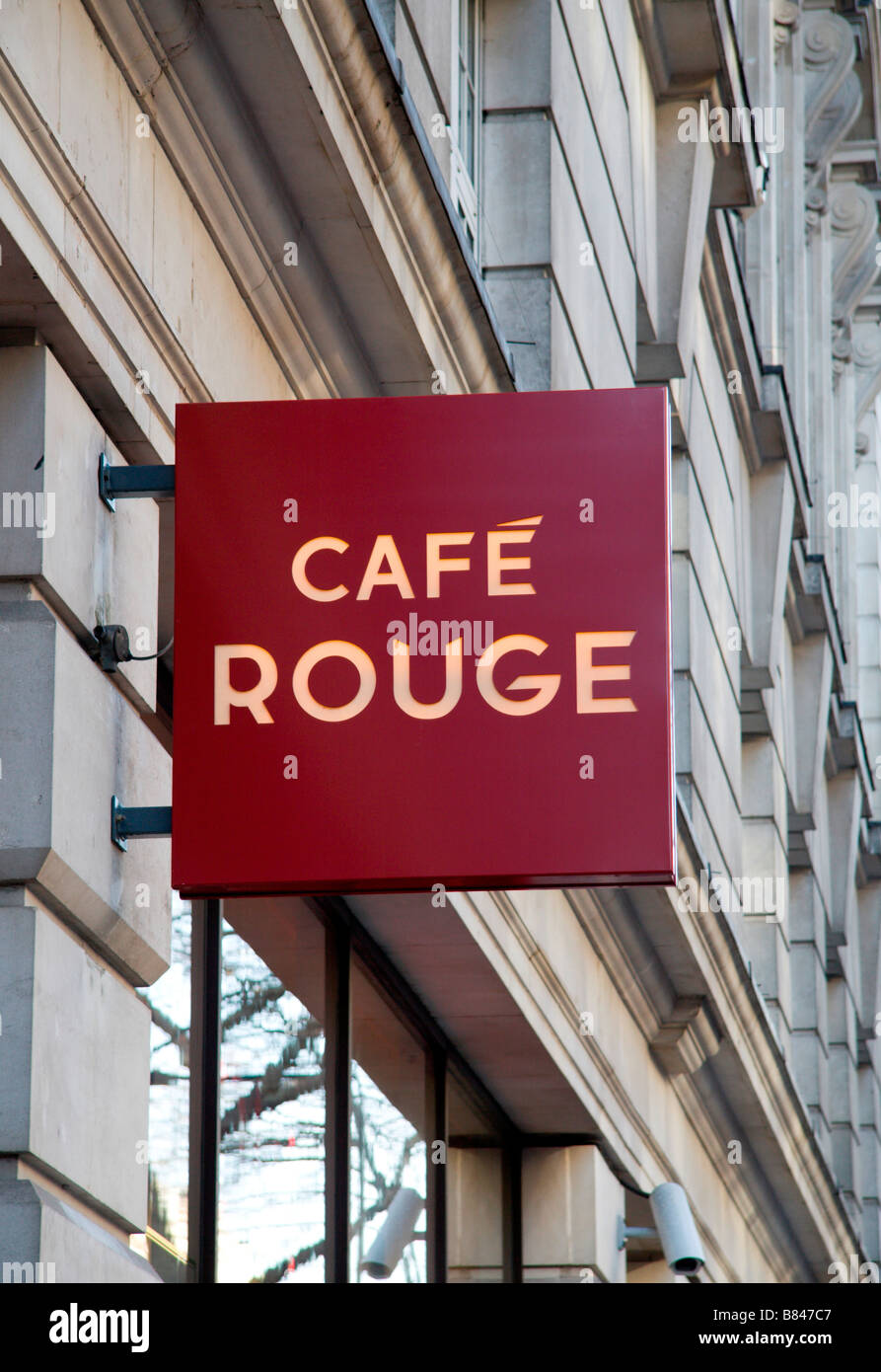 A shop sign above the Café Rouge French Kingsway, Holborn, London. Jan 2009 Stock Photo