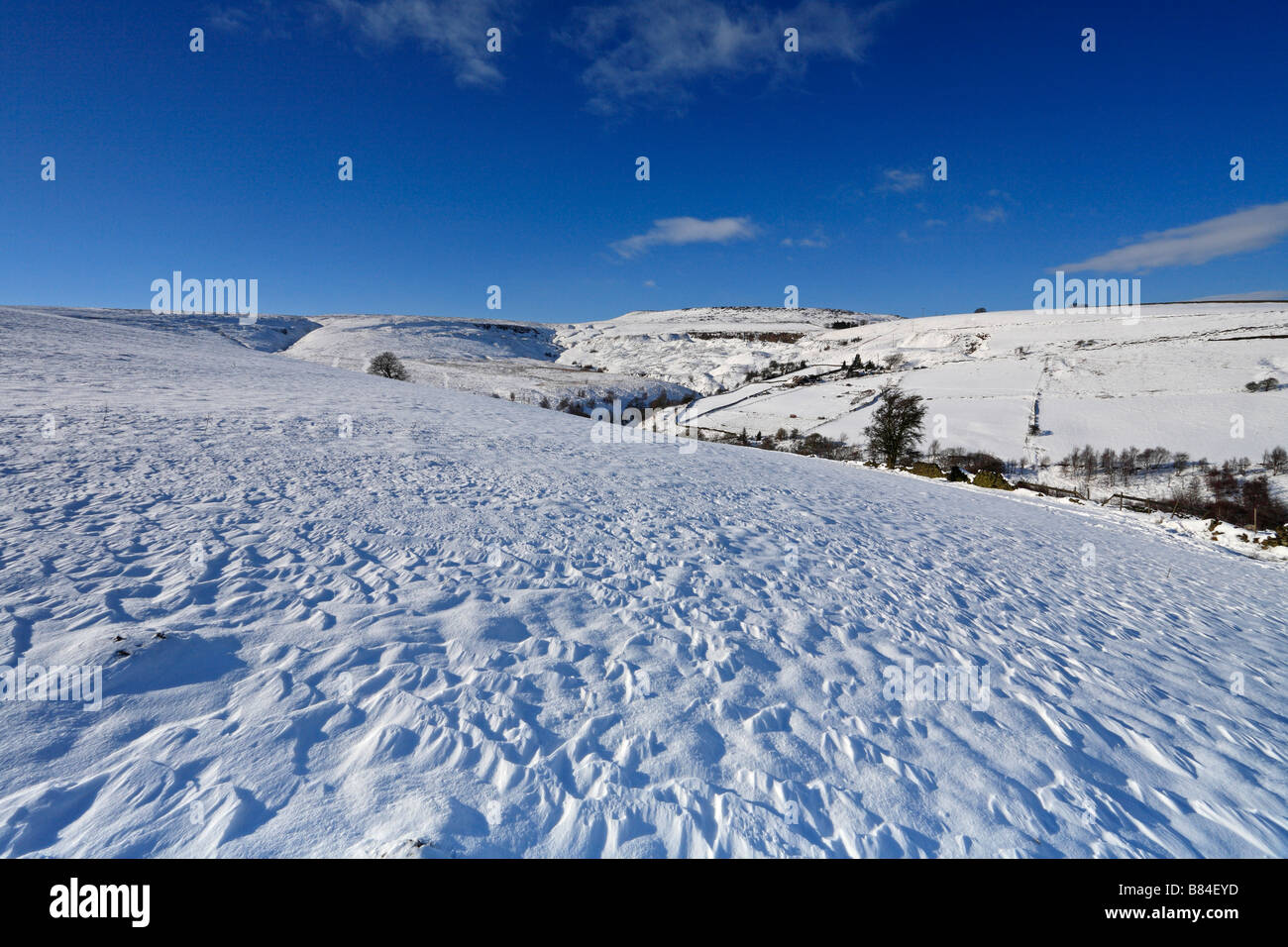 Winter view of Royd Edge and West Nab, Meltham near Holmfirth, West Yorkshire, Peak District National Park, England, UK. Stock Photo