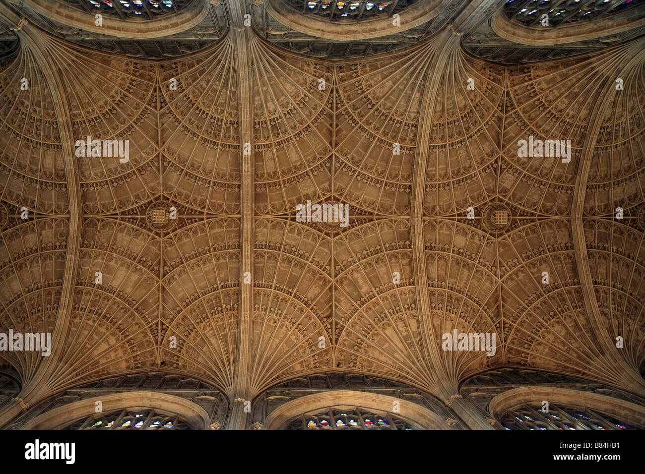 'Kings College Chapel' ceiling detail. Cambridge University, Cambridge, UK. Stock Photo