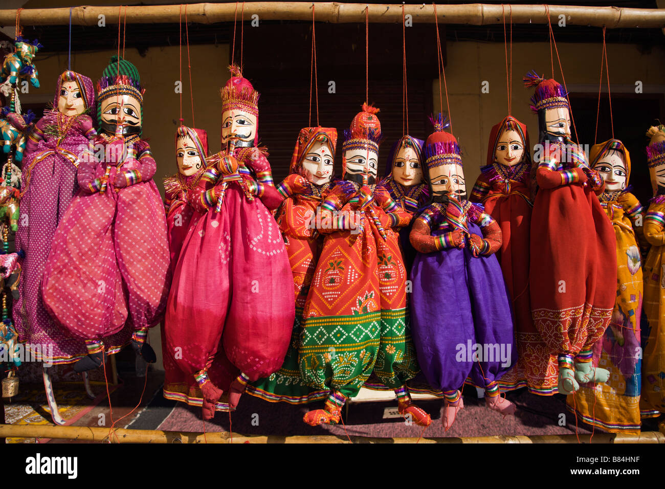 Traditional and very colorful Rajasthani puppets for sale in Jaipur