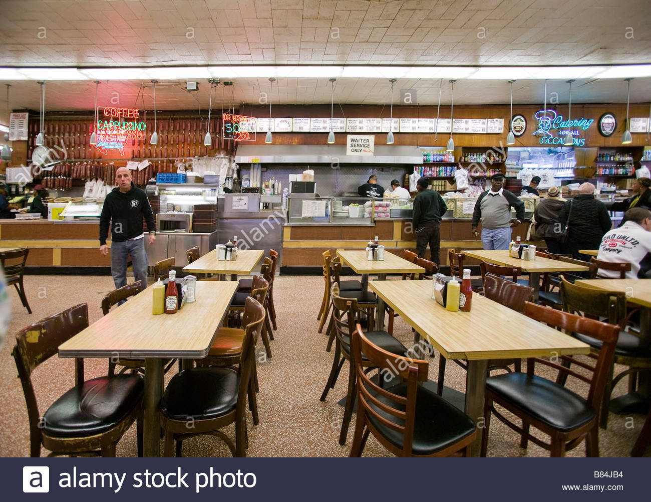 Katz's Deli Diner in New York City, interior with customers Stock Photo