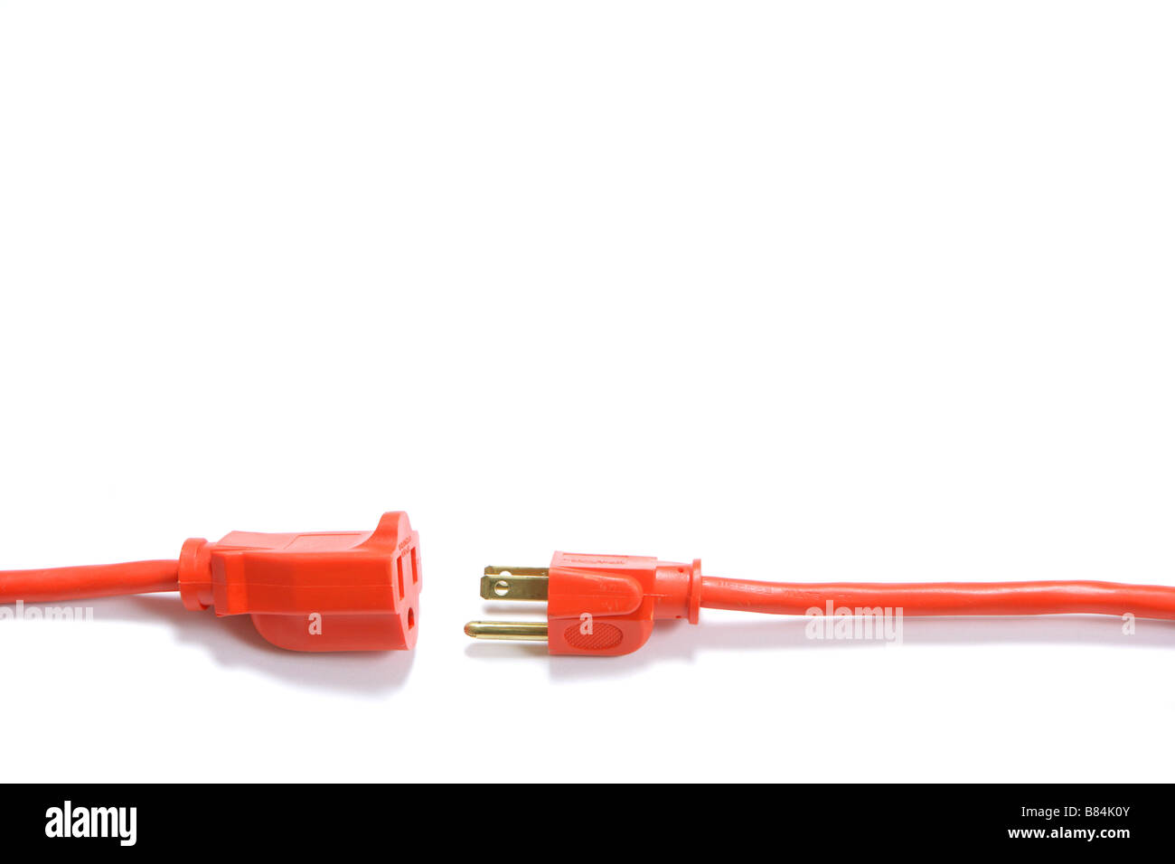 A 100 foot orange extension cord coiled up with a three way splitter