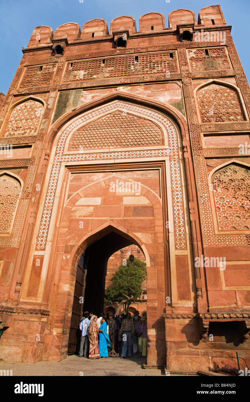 Amar Singh gate inside the Red Fort of Agra begun by Mogul Emperor Akbar in 1565 Stock Photo