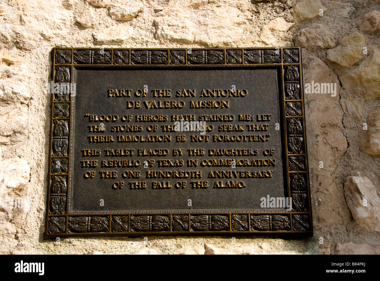 Monument to Americans who died at the Battle of the Alamo, San Antonio Texas Stock Photo