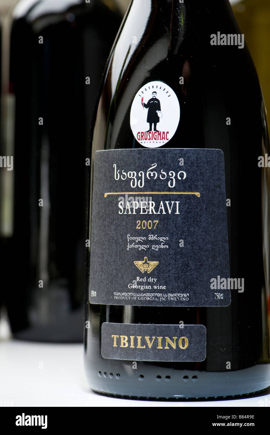 Label on a wine bottle from Georgia (Sakartvelo) Stock Photo