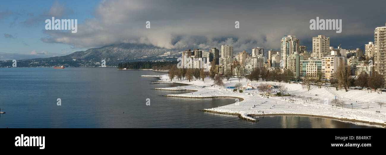 A panoramic view of the English bay and Sunset park in winter Vancouver British Columbia West Coast Canada Stock Photo