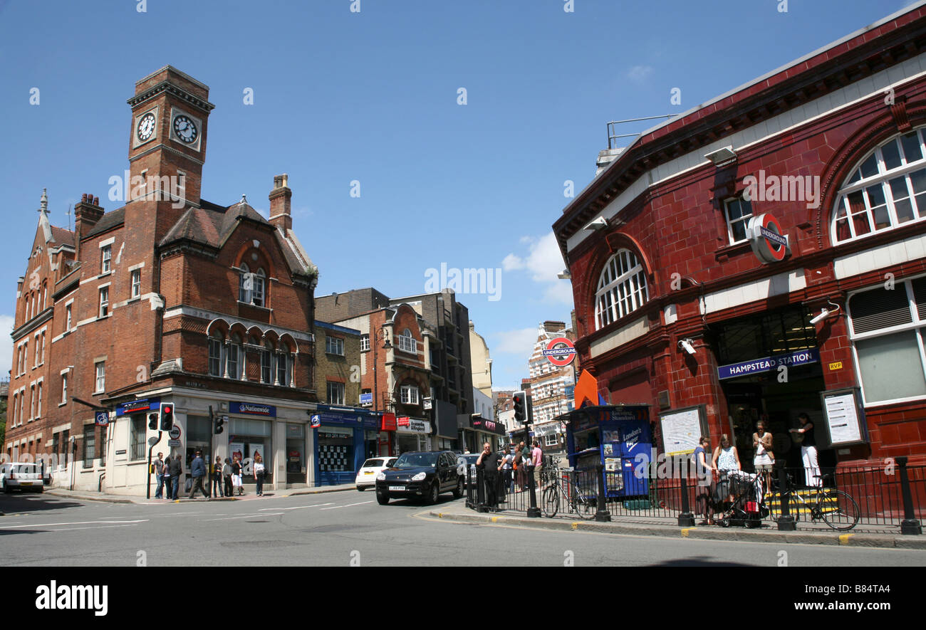 Hampstead High Street and Tube Station, London Stock Photo Alamy