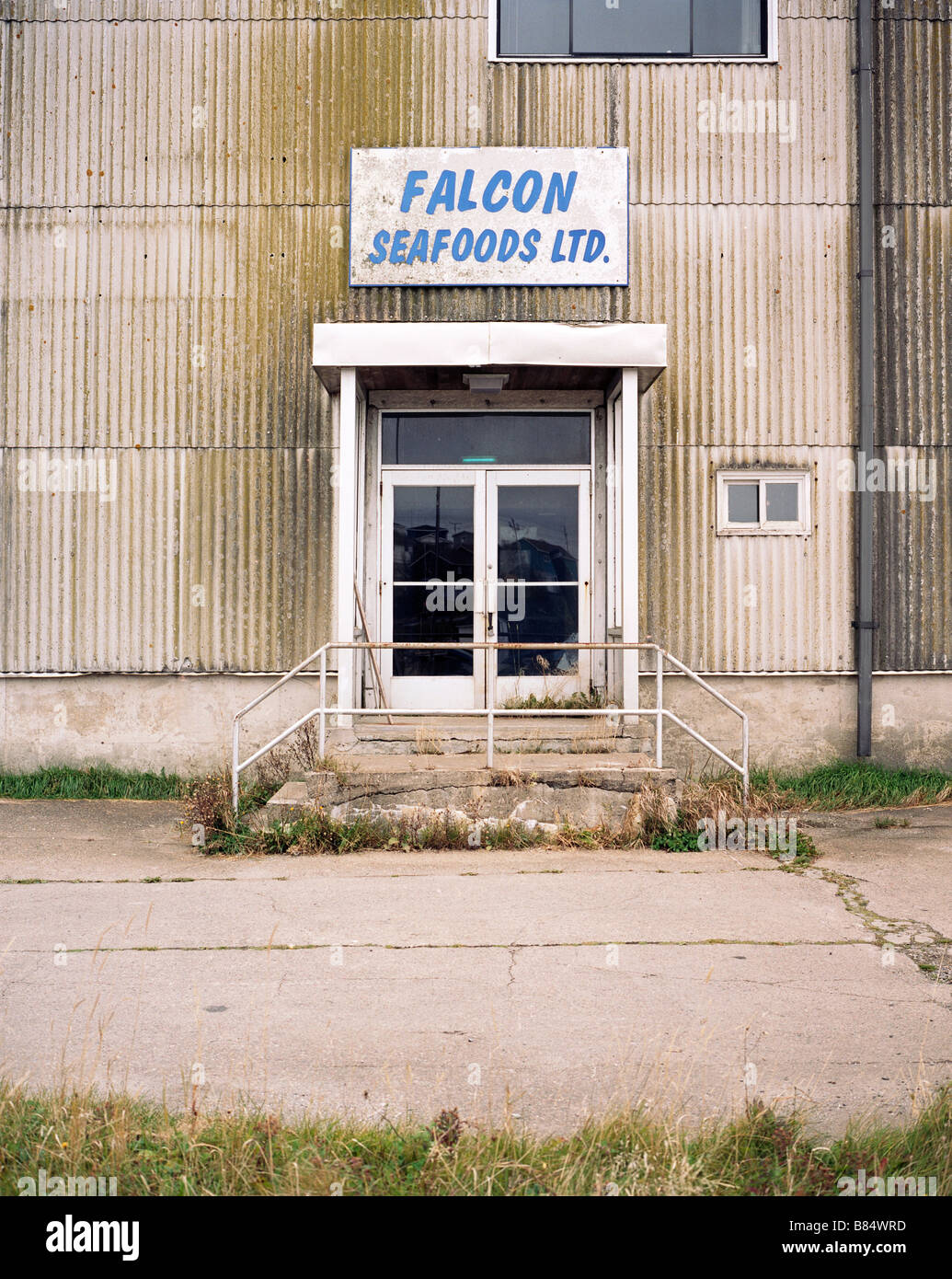 Entrance to the Burgeo fish plant, formerly owned by Falcon Seafoods. Stock Photo