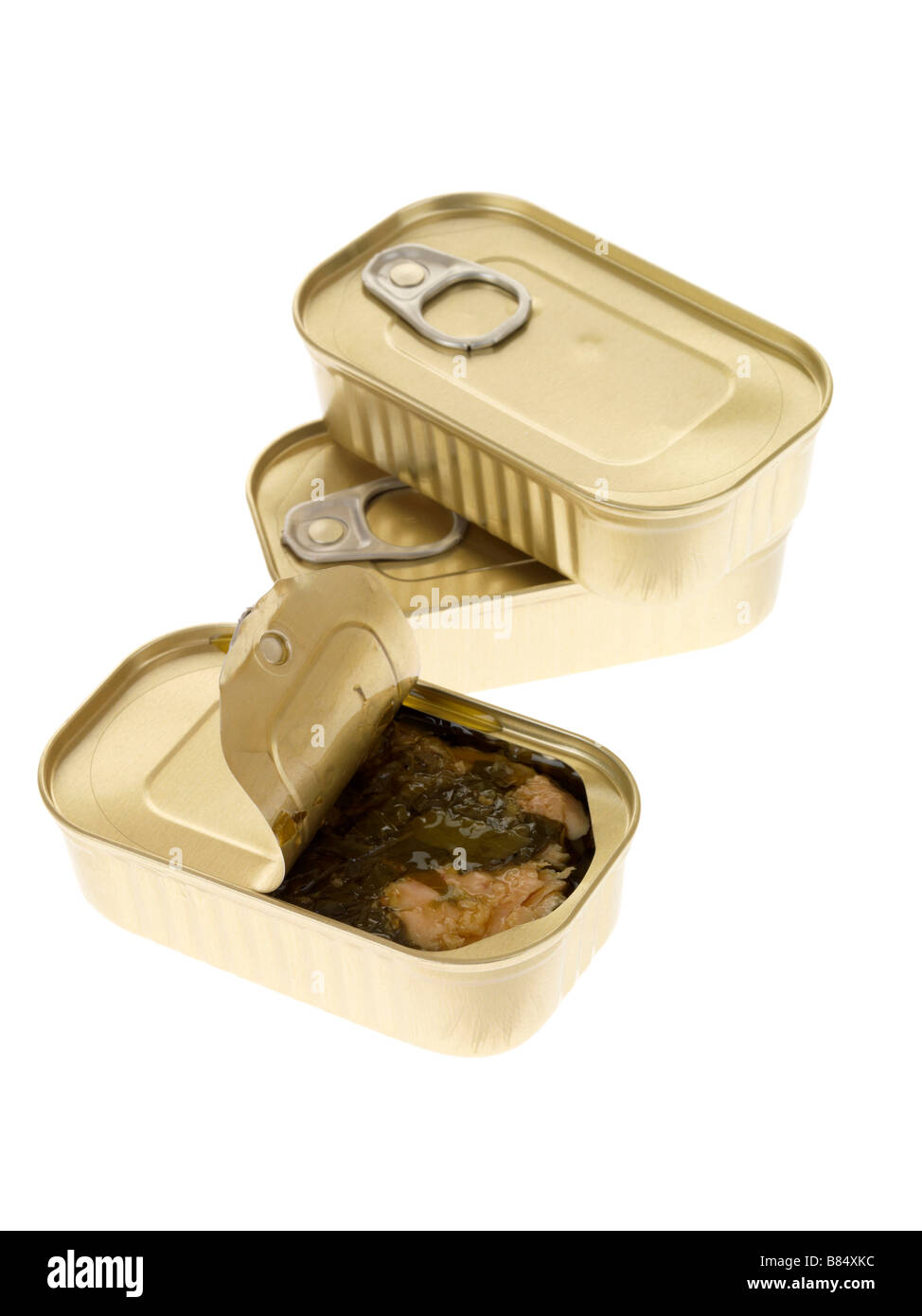 Tin Or Can Of Processed Tuna Fish Fillets Isolated Against A White