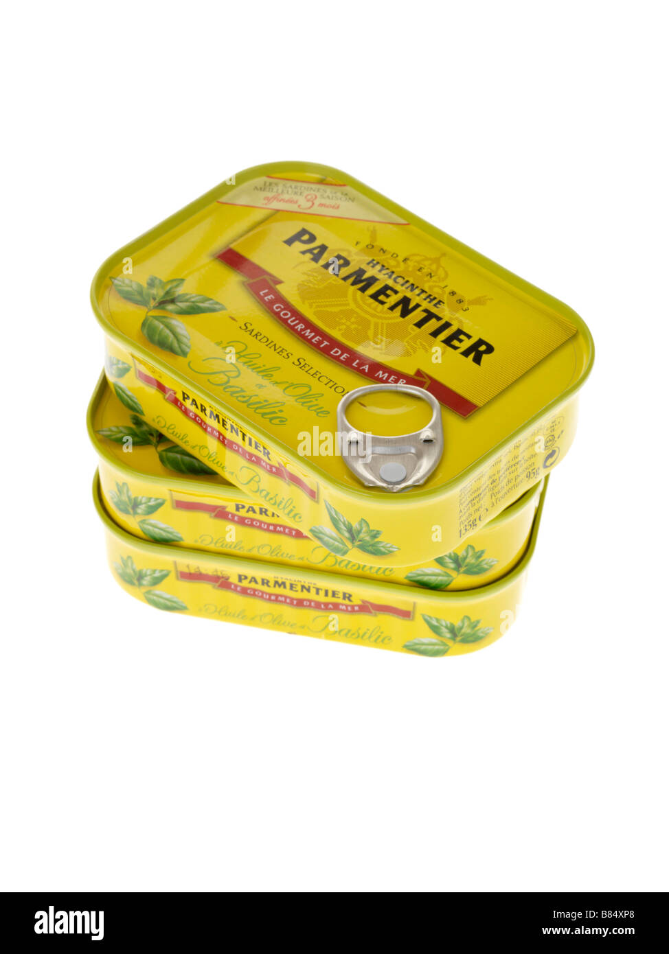 Tinned Or Canned Parmentier Processed Sardines Fish With Basil Herbs
