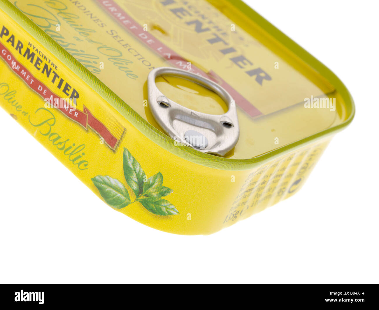 Tinned Or Canned Parmentier Processed Sardines Fish With Basil Herbs