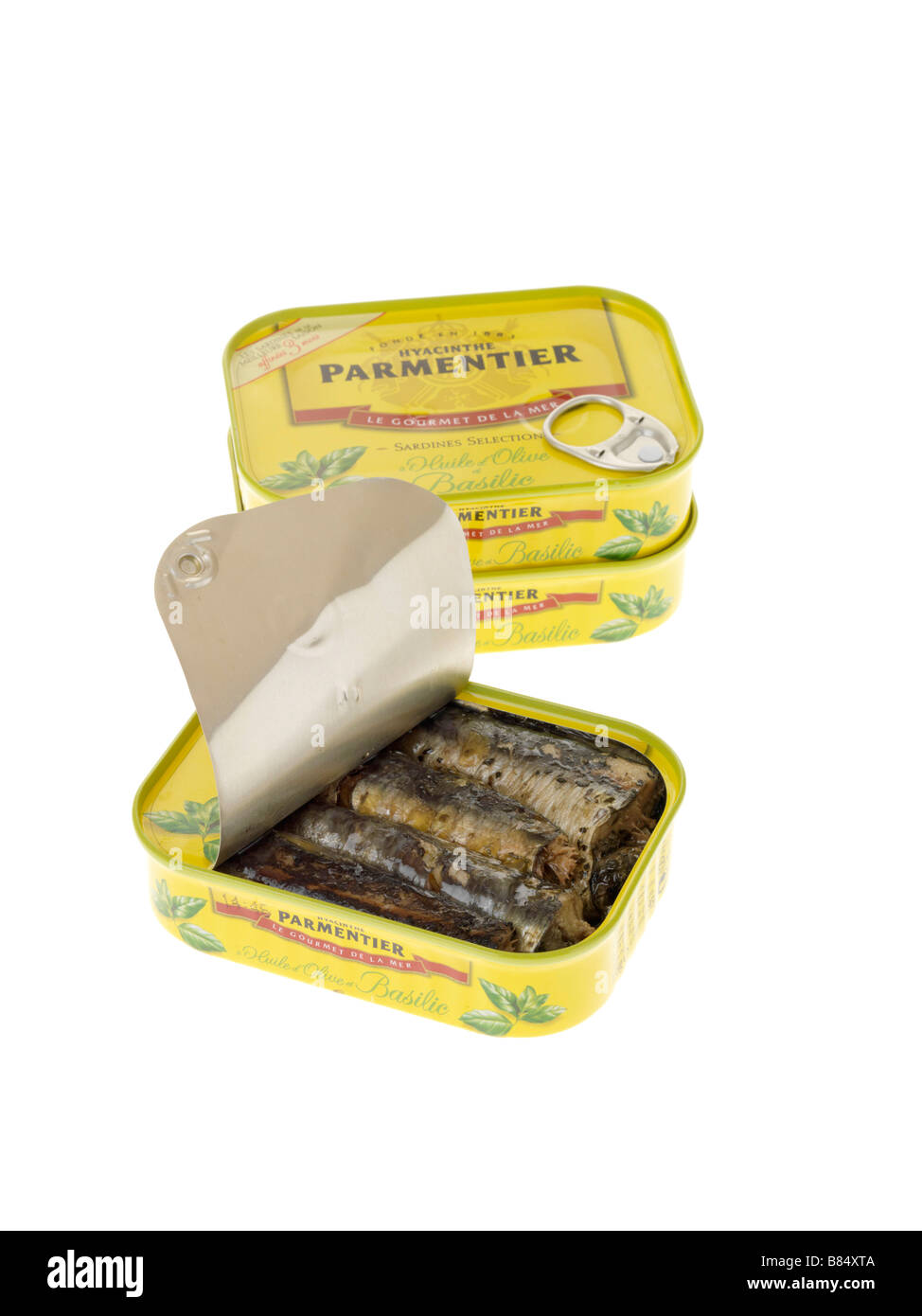 Tinned Or Canned Parmentier Processed Sardines Fish With Basil Herbs