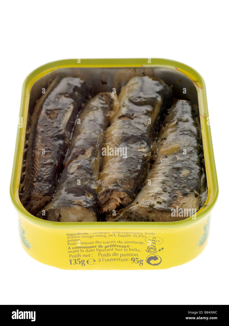 Tinned Or Canned Parmentier Processed Sardines Fish With Basil Herbs