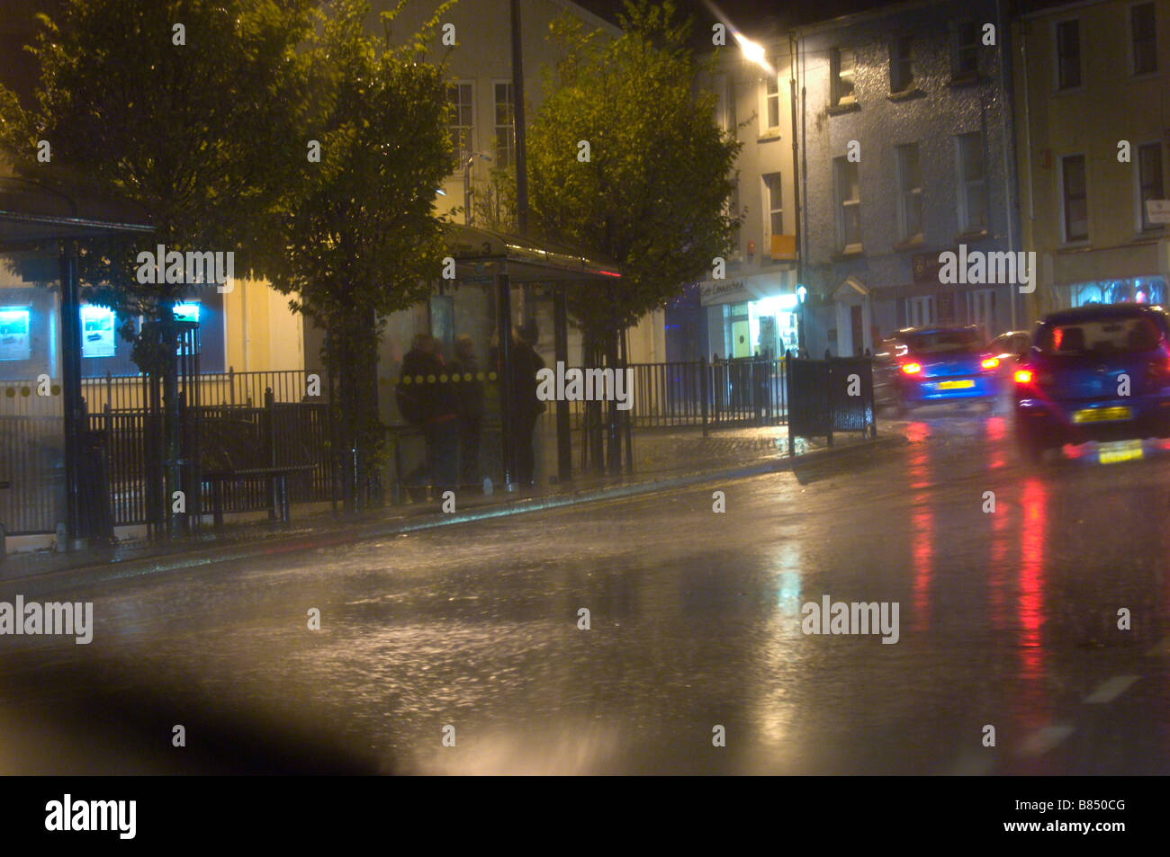 A wet windy stormy night at Carmarthen Carmarthenshire Wales United