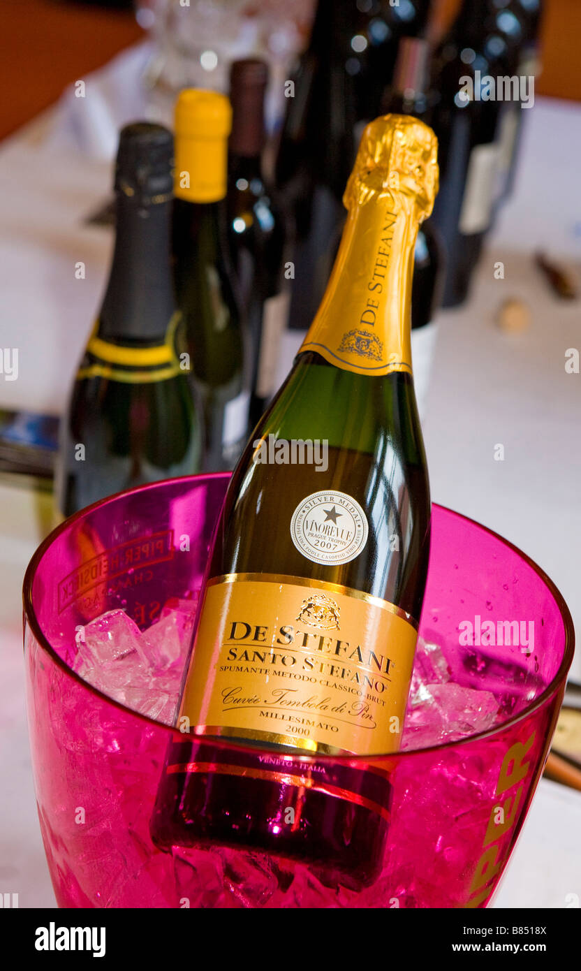 bottles of sparkling wine Italy Stock Photo Alamy