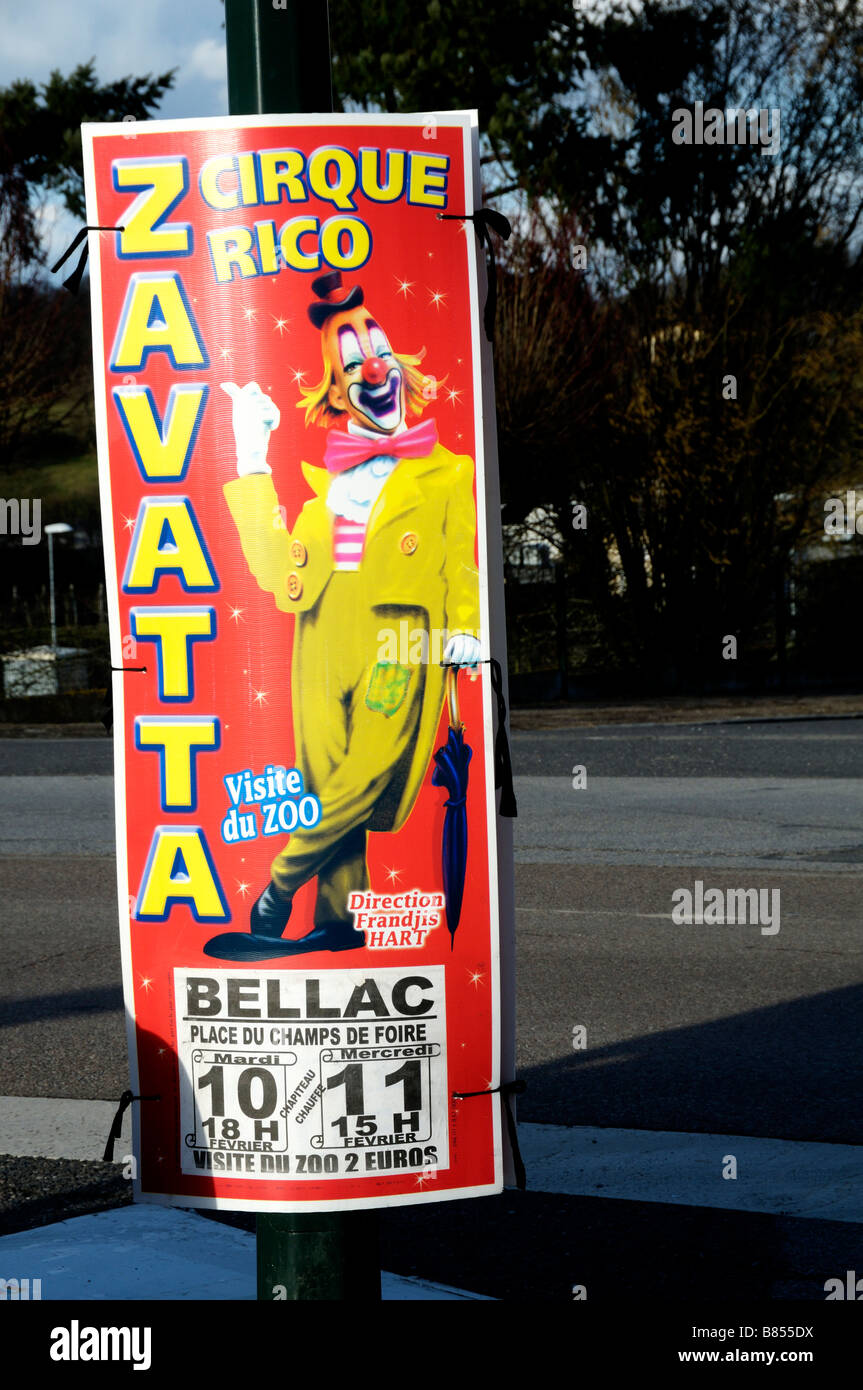 Stock photo of a poster advertising the travelling Zavatta circus The photo was taken in Bellac France Stock Photo