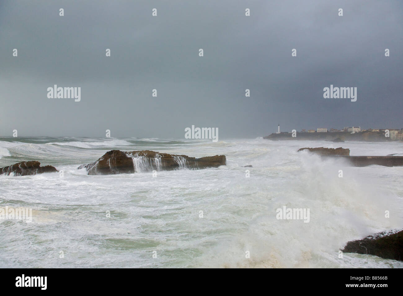 24 january 2009 KLaus storm in Biarritz Pays Basque France Stock Photo