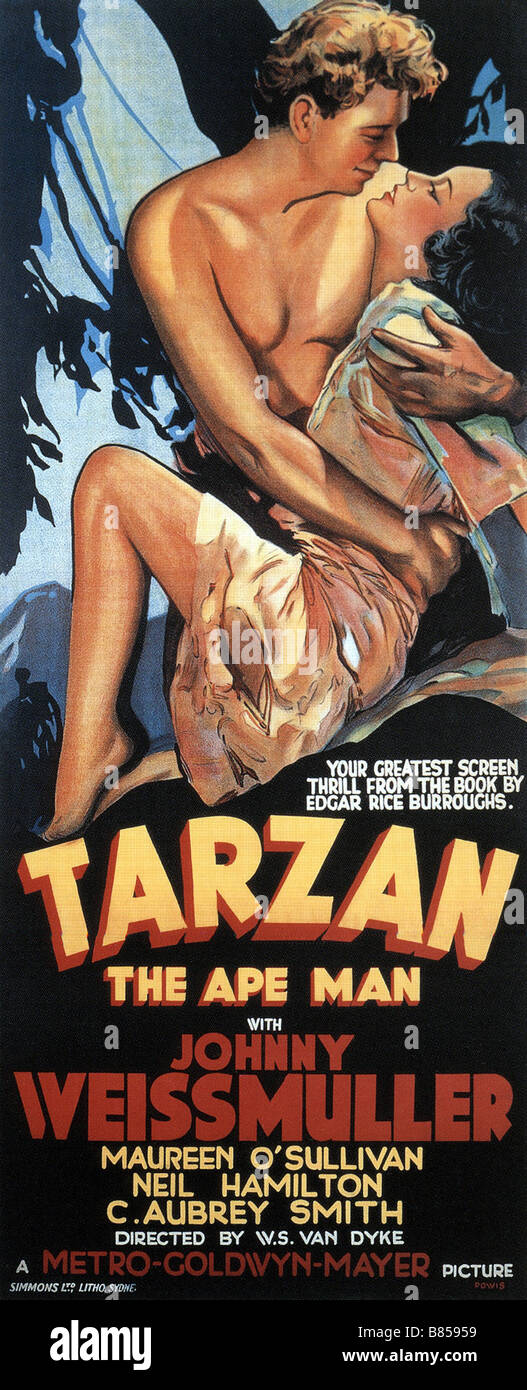 Tarzan the Ape man Year : 1932 USA Director : W.S. Van Dyke Johnny Weissmuller, Maureen O'Hara Movie poster Stock Photo
