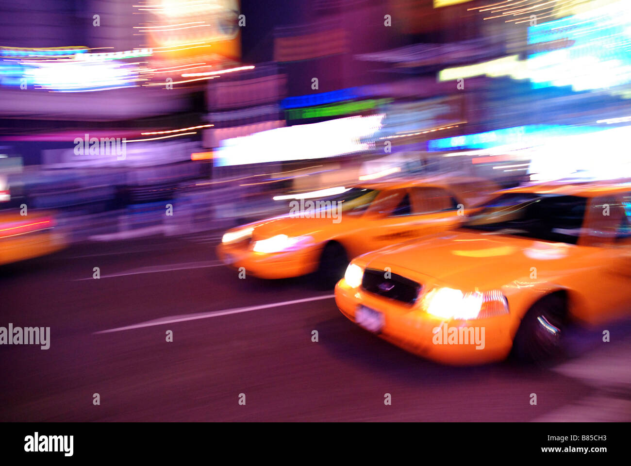 New York taxis on Times Square Stock Photo Alamy