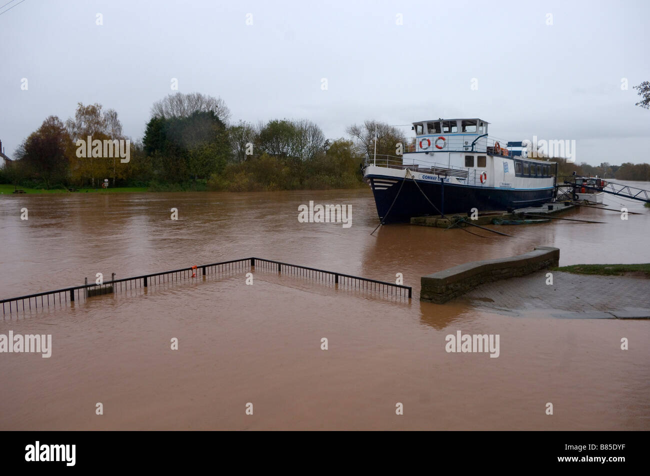 Flooding of the River Severn at Upton Upon Severn Worcestershire United Kingdom Stock Photo