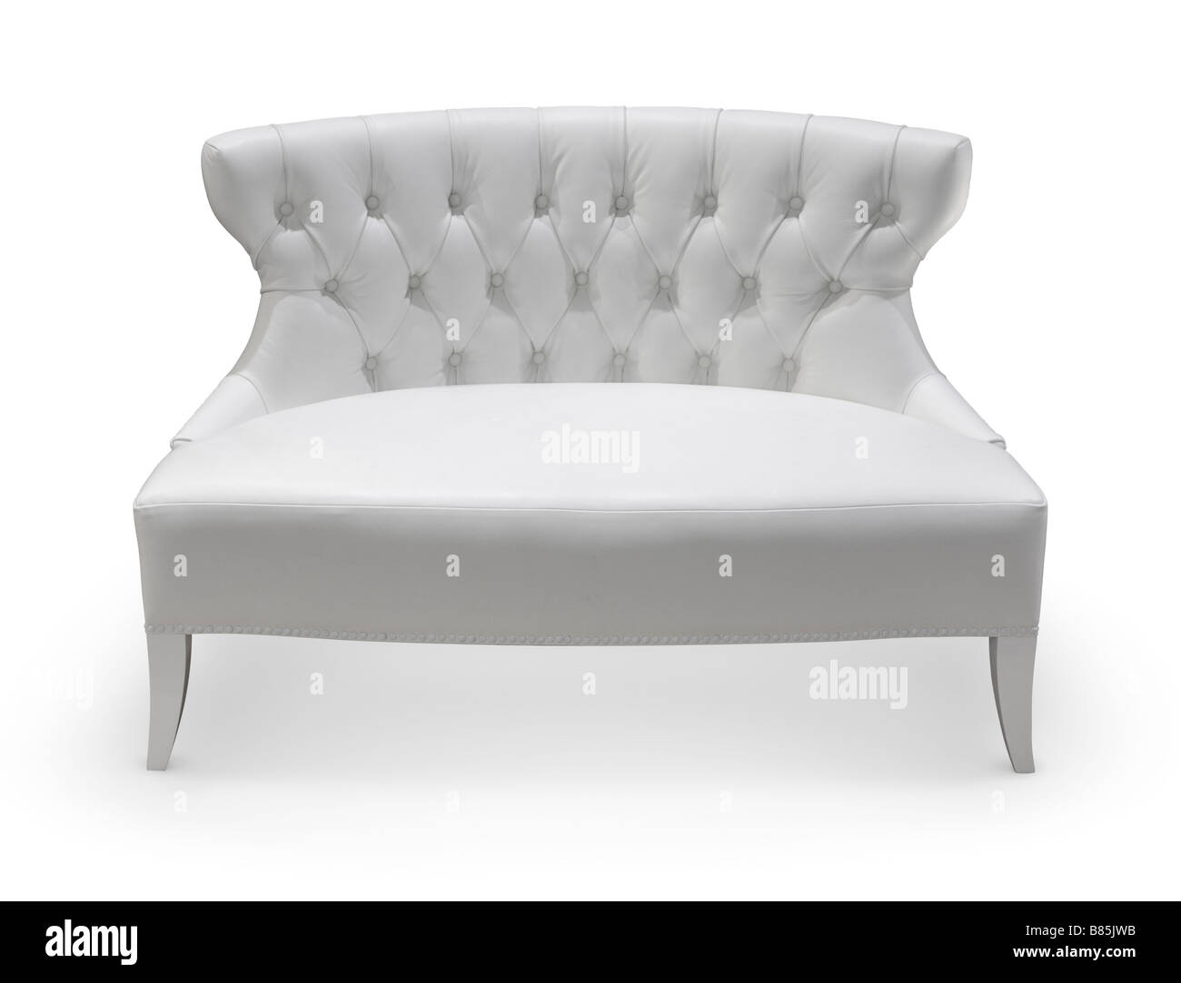 White leather loveseat Stock Photo Alamy