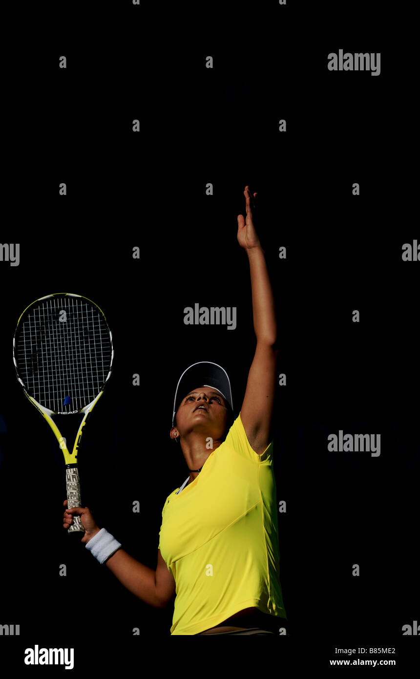 Indian Tennis Star Sania Mirza during the Australian Open Tennis Grand Slam 2009 in Melbourne Stock Photo