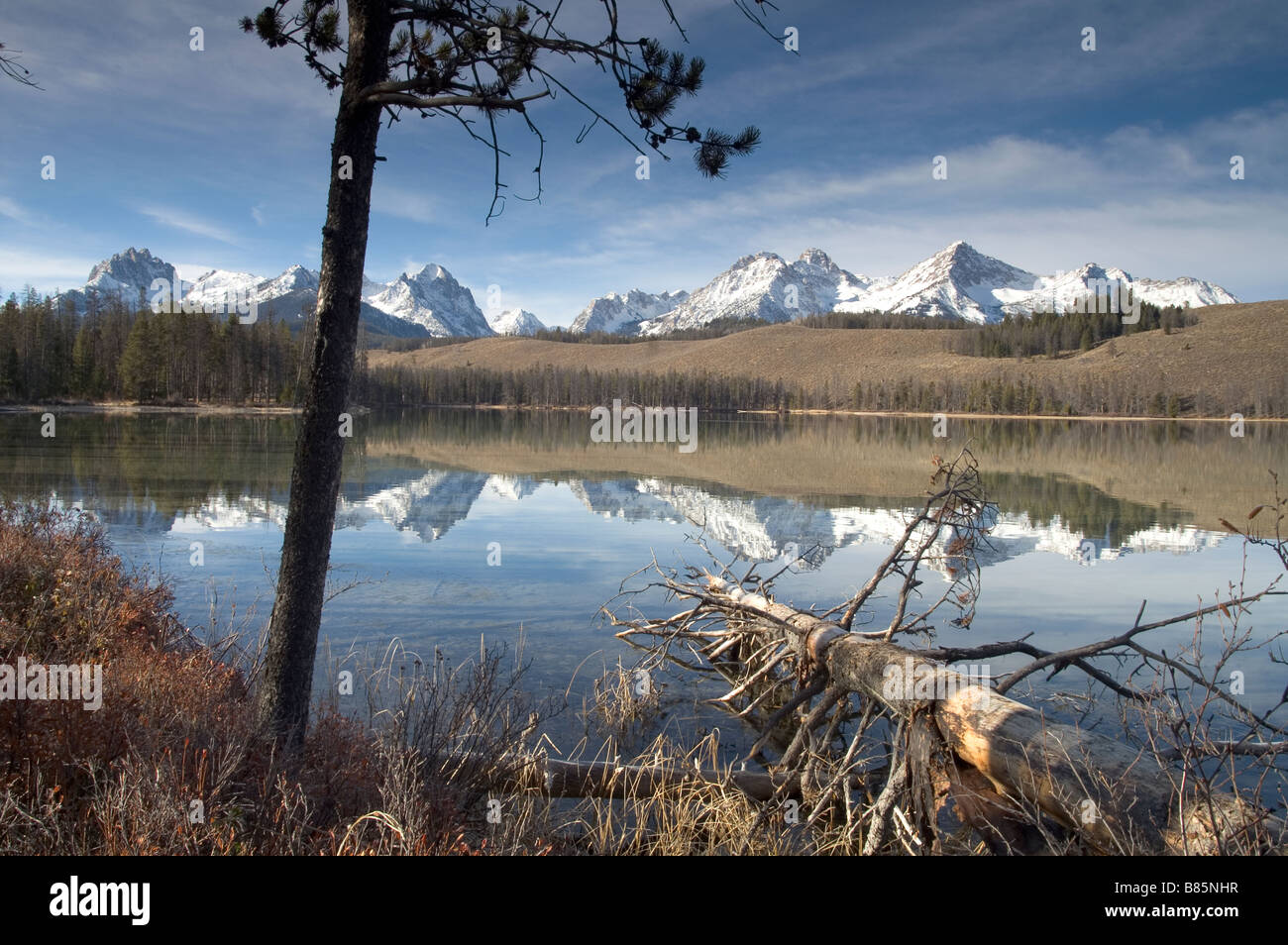 Redfish Lake and the Sawtooth Mountain Range near Sun Valley Idaho