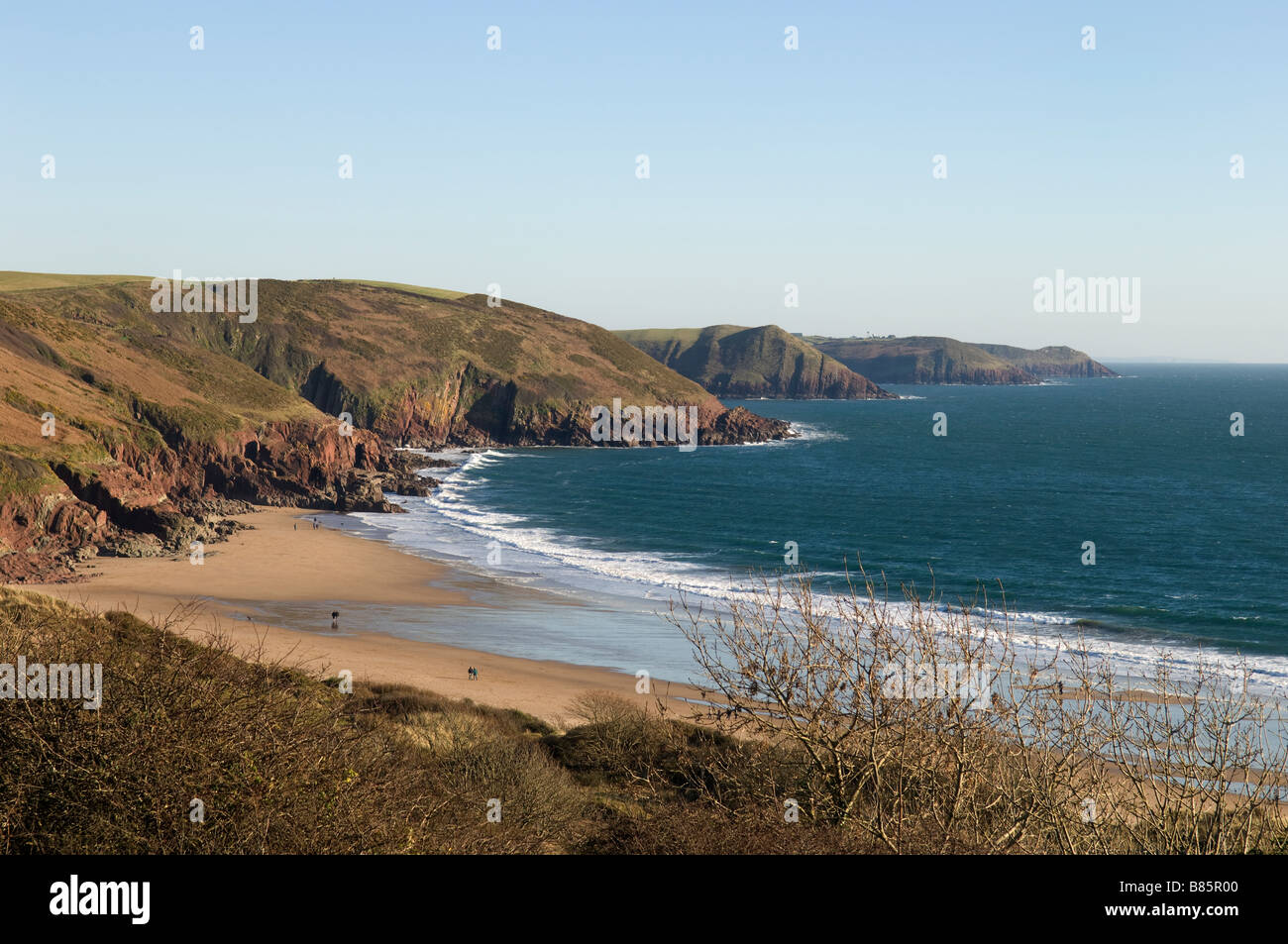 Bay and beach Freshwater East Pembrokeshire  West Wales UK Stock Photo