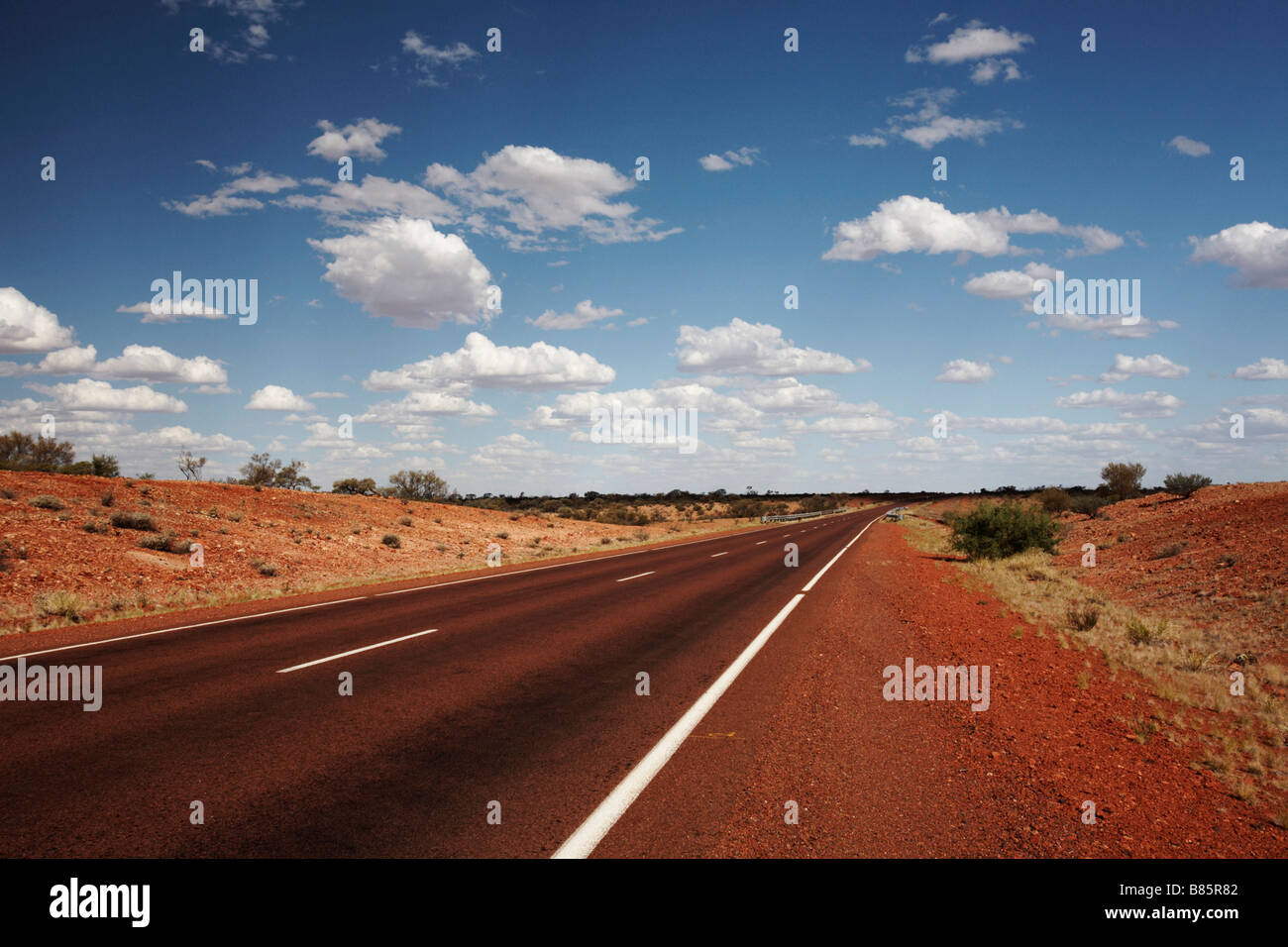 Highway in South Australia near Coober Pedy Stock Photo