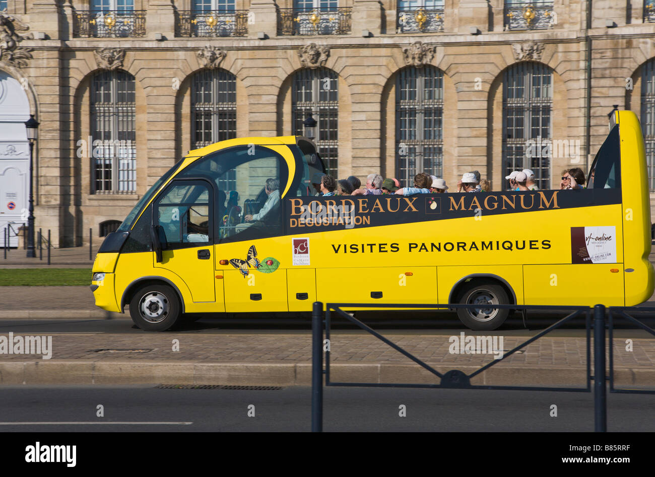 Open top tourist bus, Bordeaux, Gironde, France Stock Photo