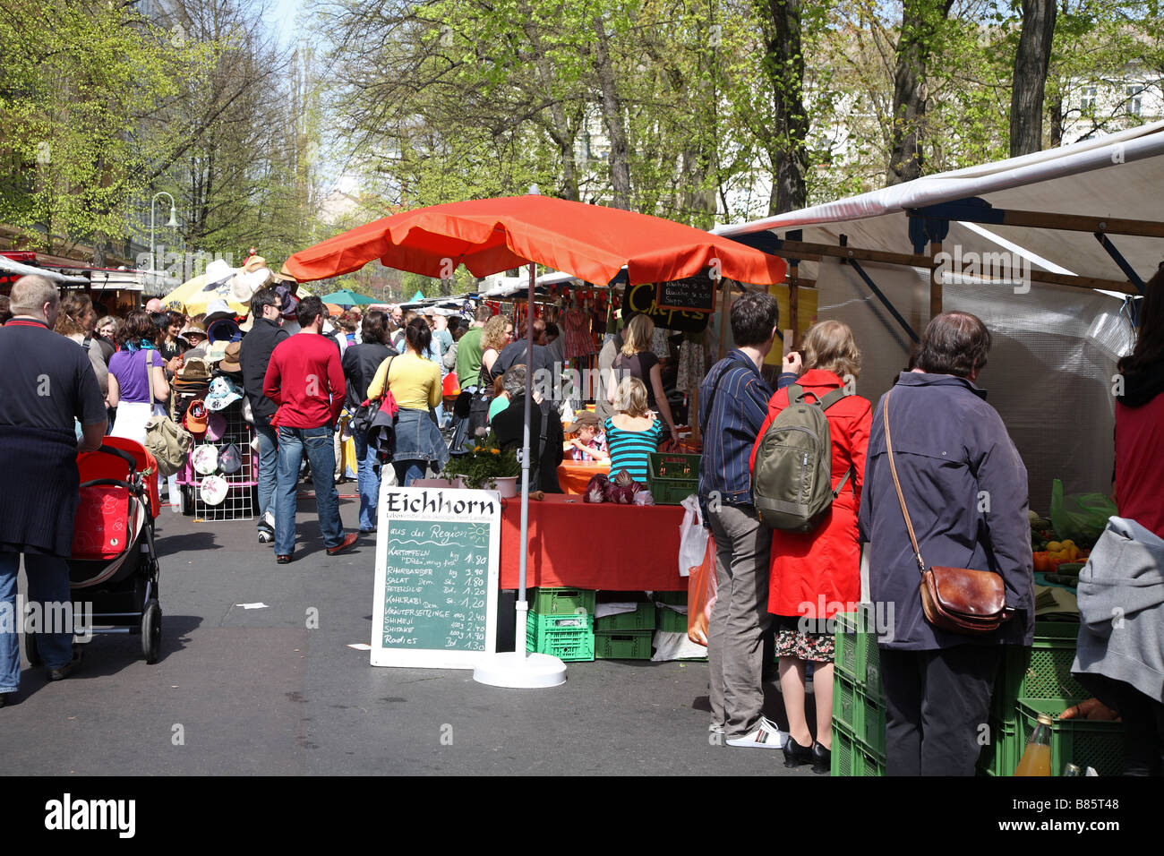 Berlin Prenzlauer Berg Pankow Kollwitzplatz Stock