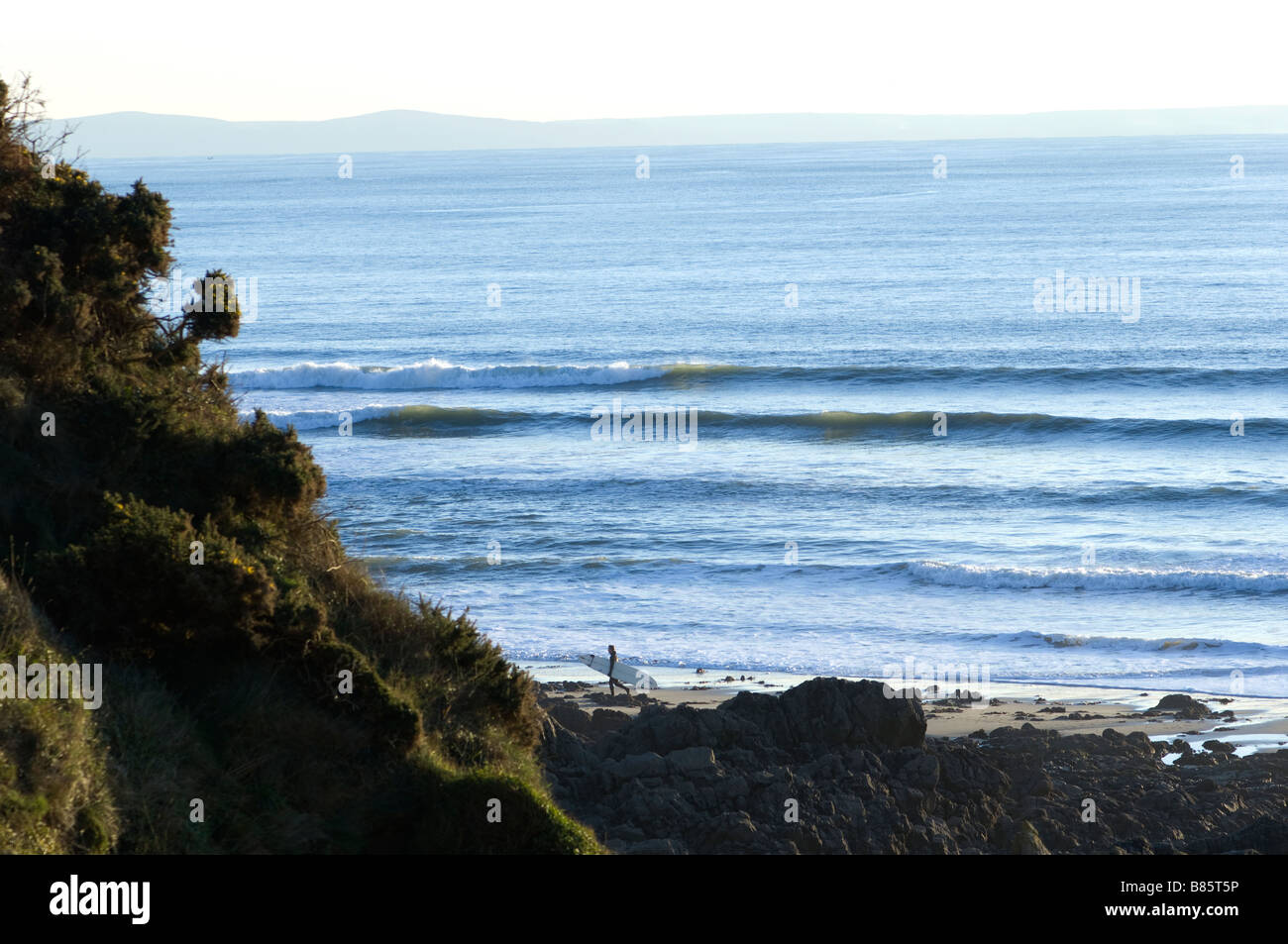 Surfing Crab Island Gower West Wales UK Stock Photo Alamy