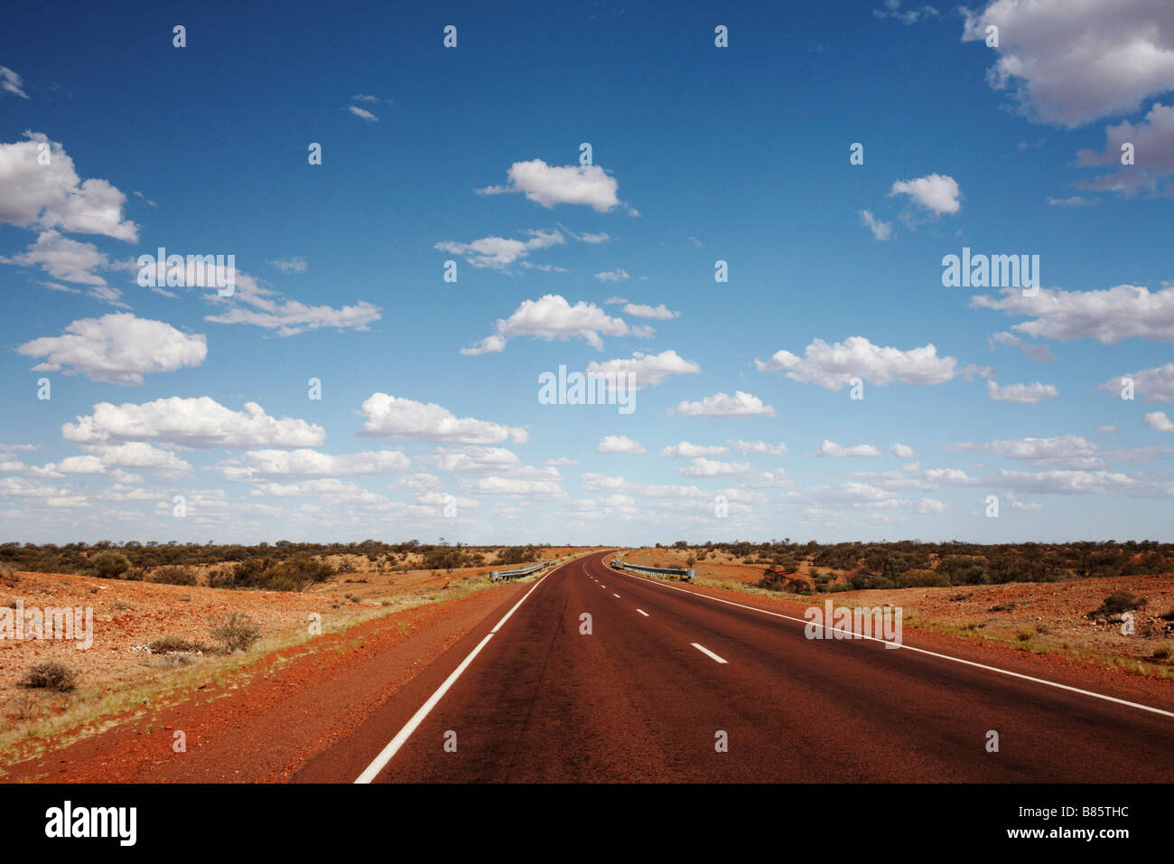 Highway in South Australia near Coober Pedy Stock Photo
