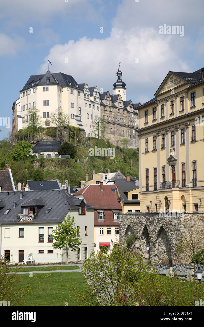 Greiz Oberes Schloss Upper Castle Unteres Schloss Lower Castle Reussische Fuerstenstrasse Stock Photo