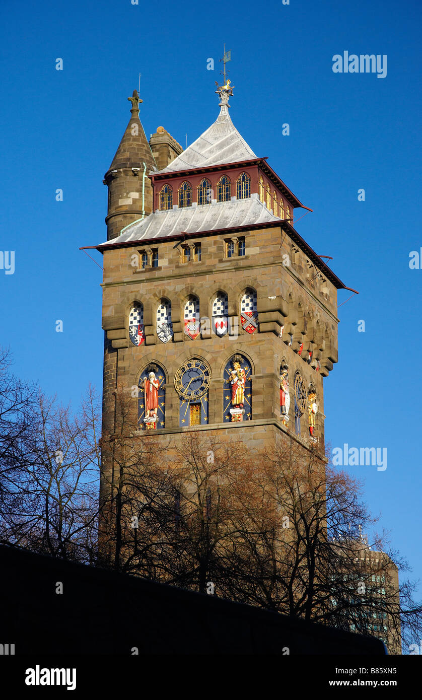 Cardiff Castle Clock Tower South Glamorgan South Wales UK Stock Photo