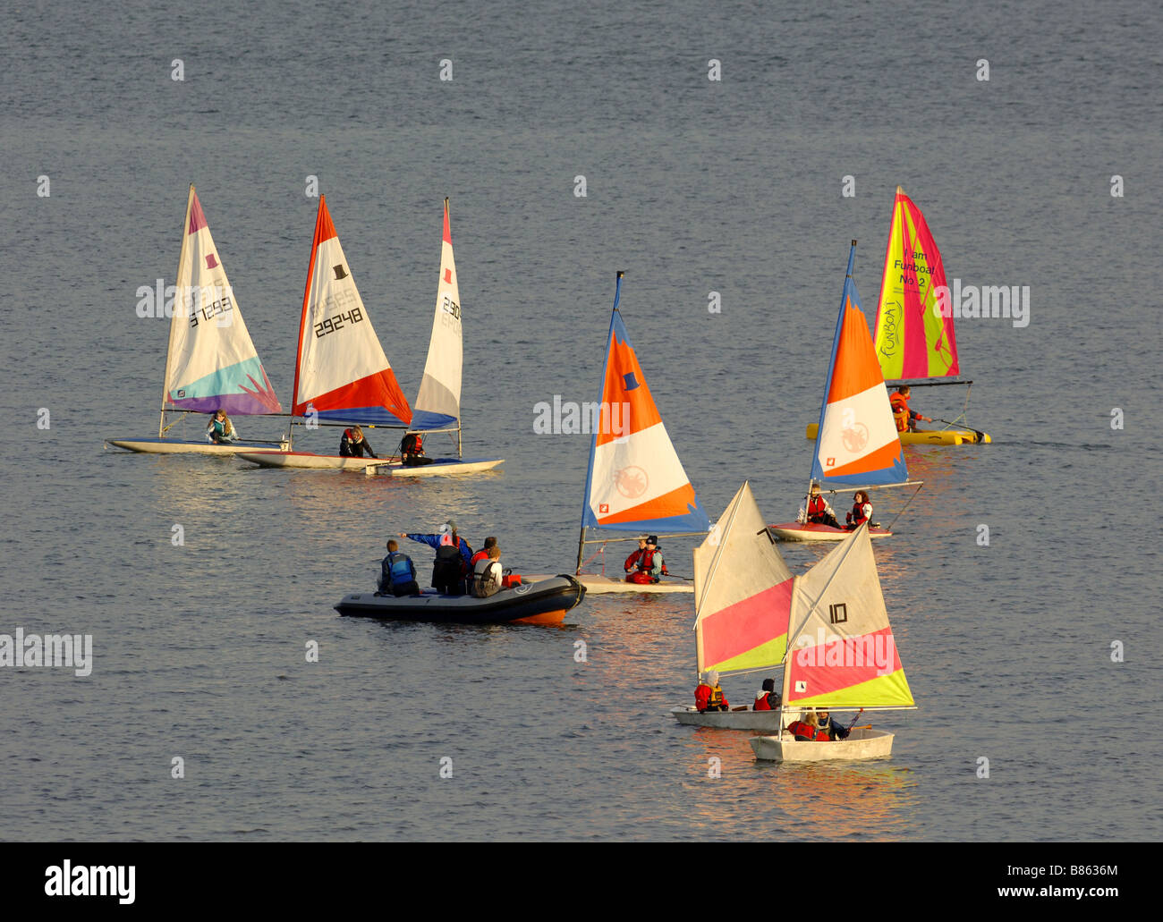 Sailboat and Dinghy training Stock Photo Alamy